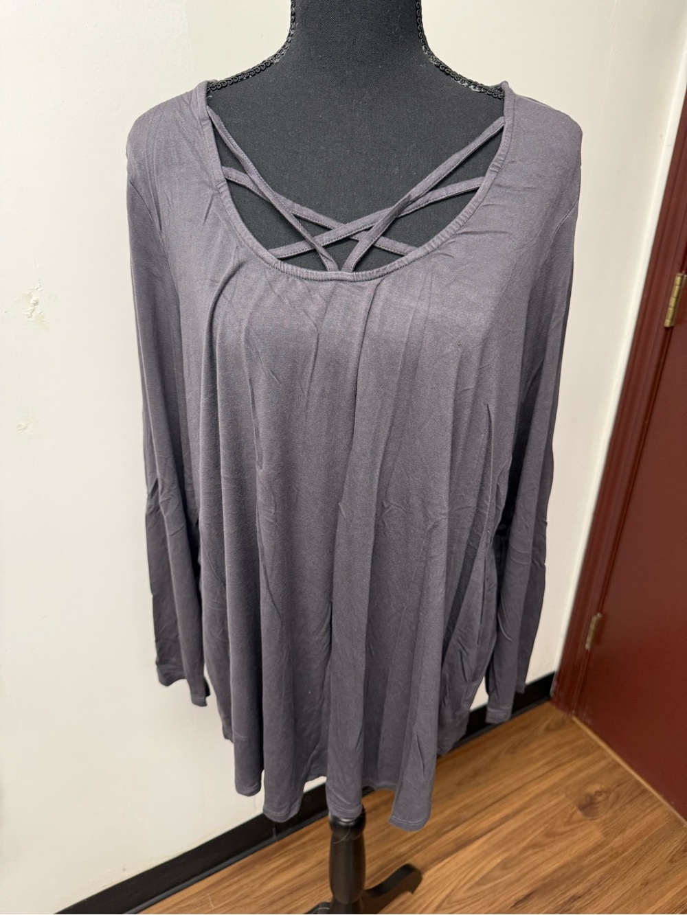 Torrid Women’s Long Sleeve Crisscross Neck Tunic Top - Gray Size 3